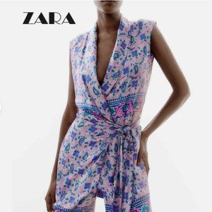 NWT Zara Printed Wrap Dress Pink